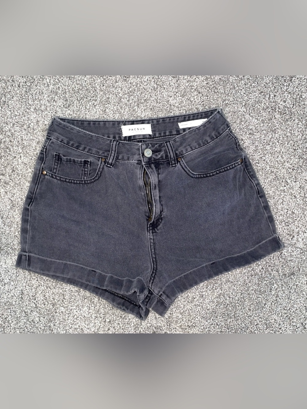 PacSun Washed Black Denim Mom Shorts